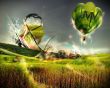 Green balloon - landscape wallpaper